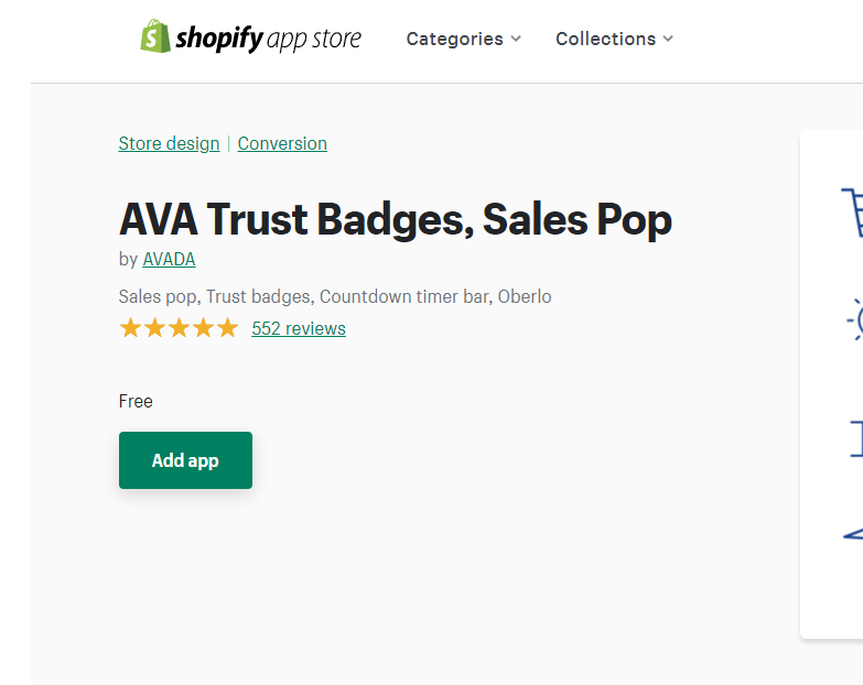 AVA Trust Badges, Sales Pop