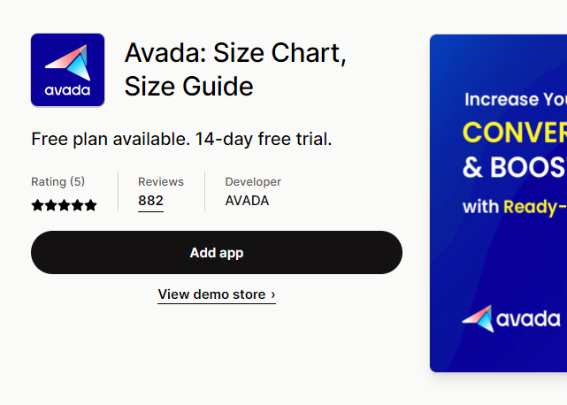 Avada Size Chart