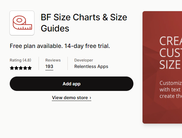 BF Size Charts