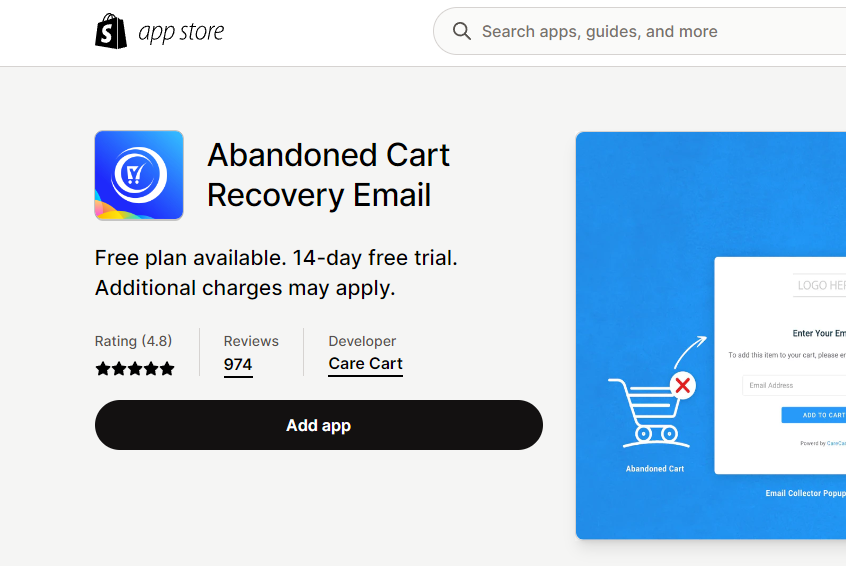 Care Cart: Abandoned Cart Recovery Email