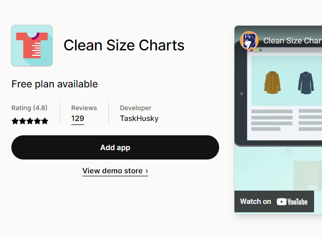 Clean Size Charts