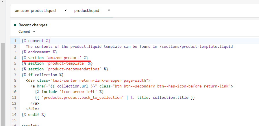Add a reference to the new section in the product template