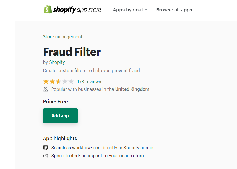 Shopify filter fraud app