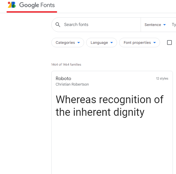 Go to Google fonts website