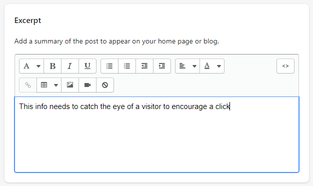 Shopify add a blog post excerpt