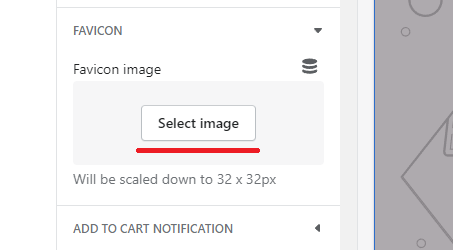 Shopify favicon select image button