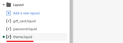 Shopify click the theme.liquid file