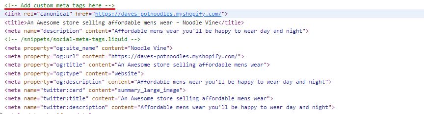 Shopify confirming meta tag changes