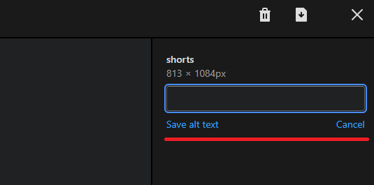 Add alt text and click save