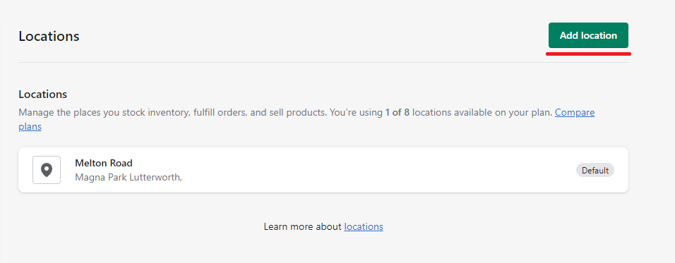Shopify add location
