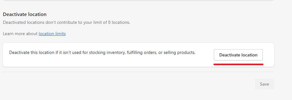 Shopify deactivate Old Default Location