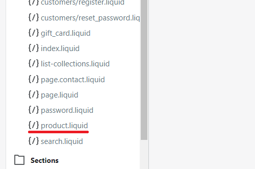 Shopify product.liquid code file