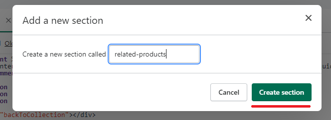 Shopify create section