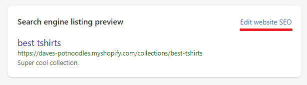 Shopify edit website SEO