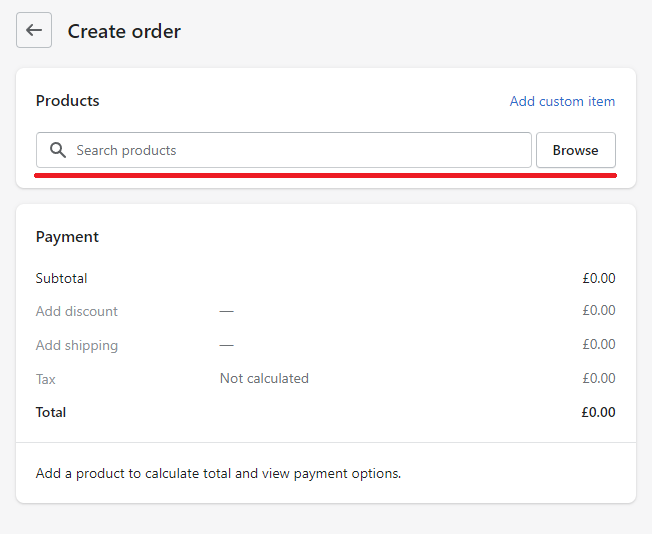 Shopify add a product to a test order