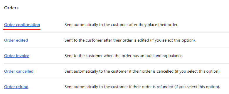 Shopify click order confirmation