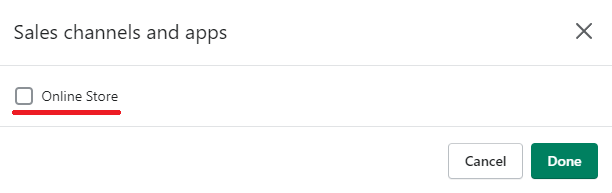 Shopify uncheck sales channels and apps