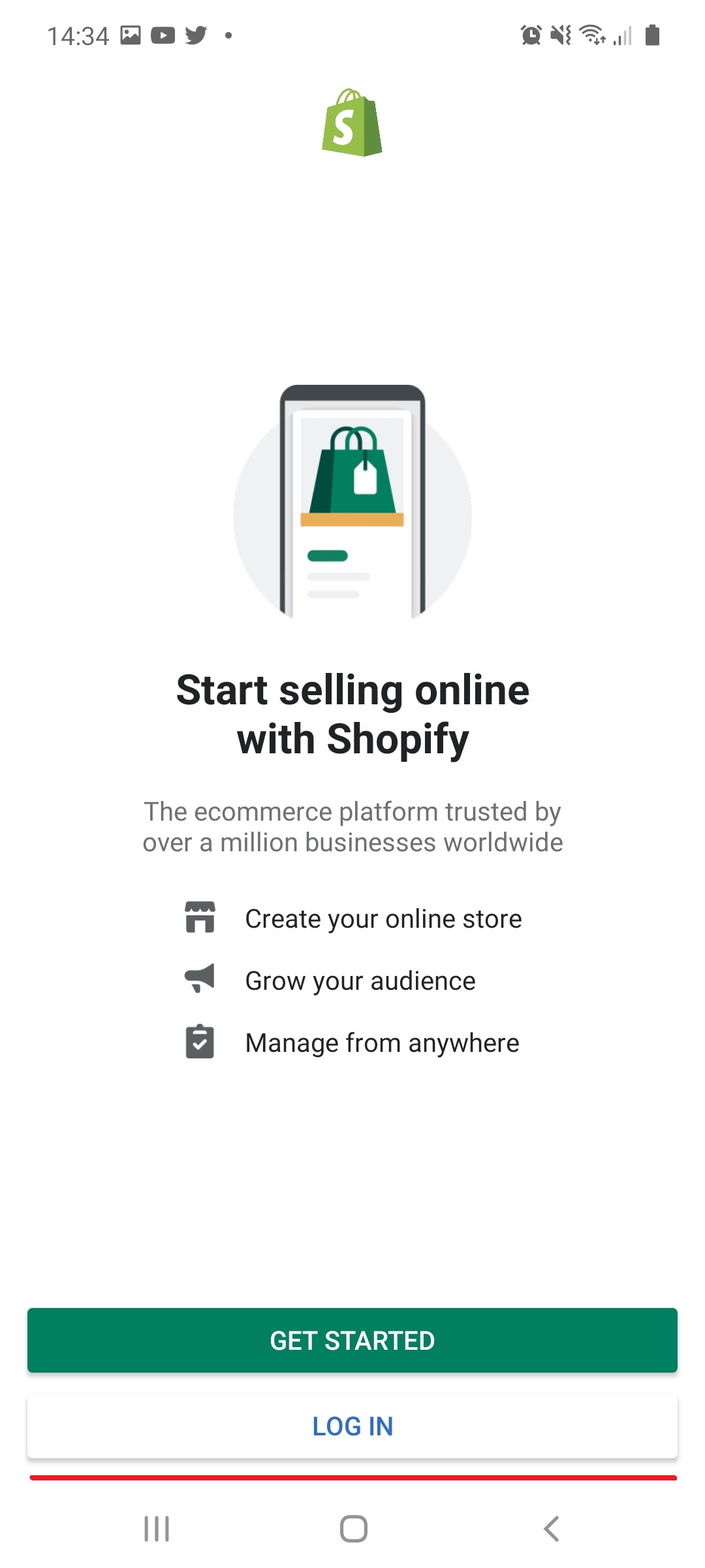 Log into Shopify using the Android app step 3