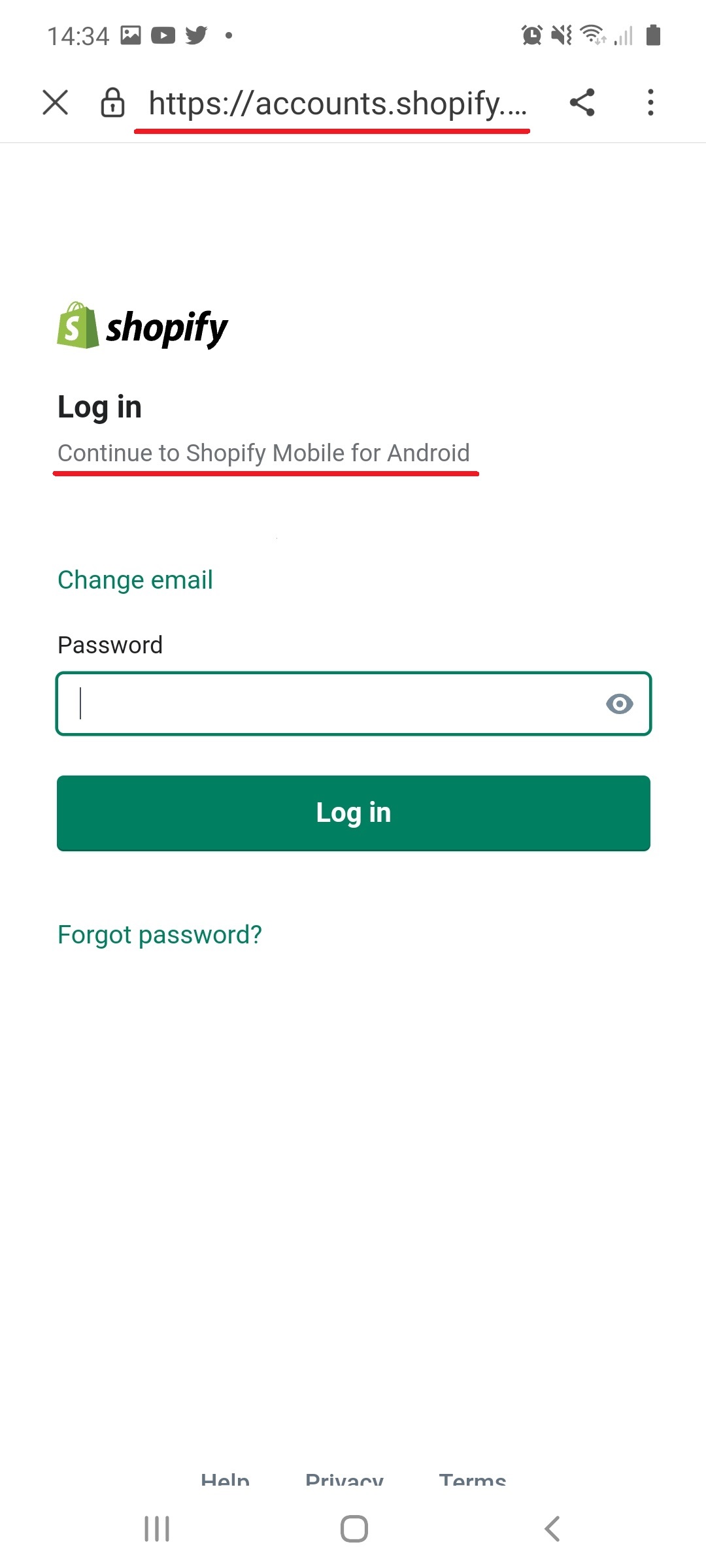 Log into Shopify using the Android app step 5