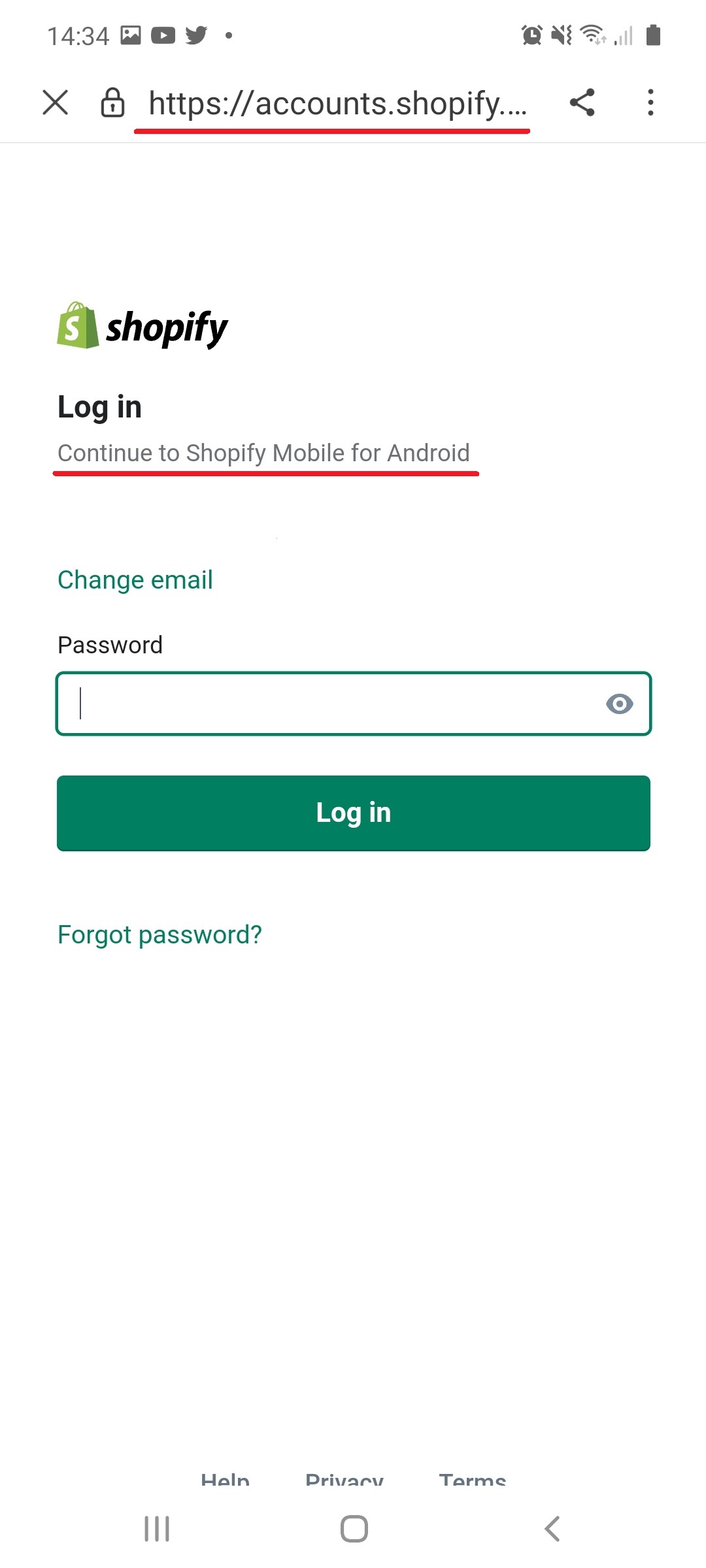 Shopify login