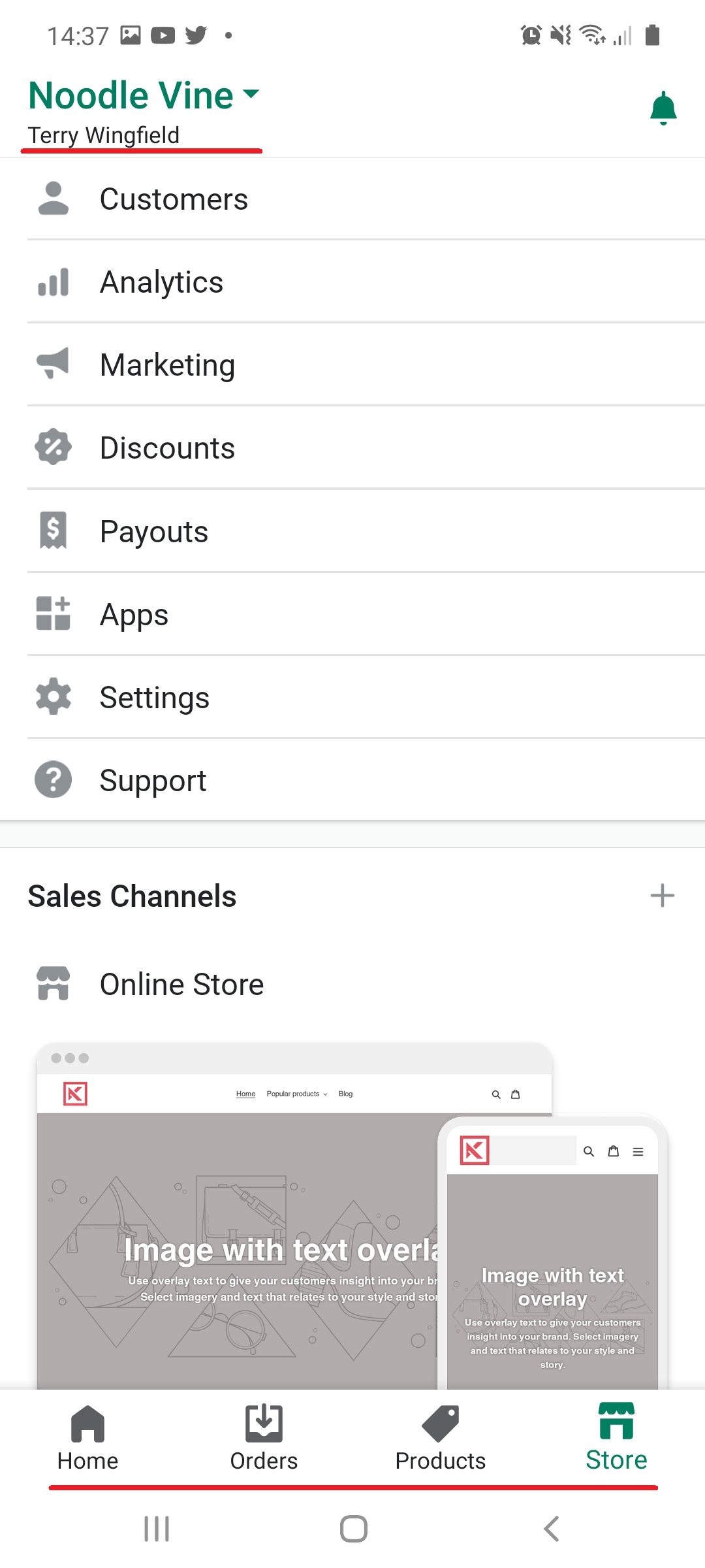 Successfully logged into Shopify using the Android app