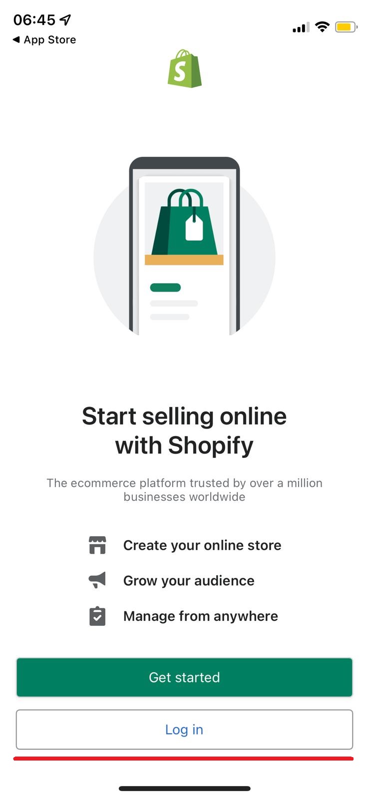 Log into Shopify using the iOS app step 3