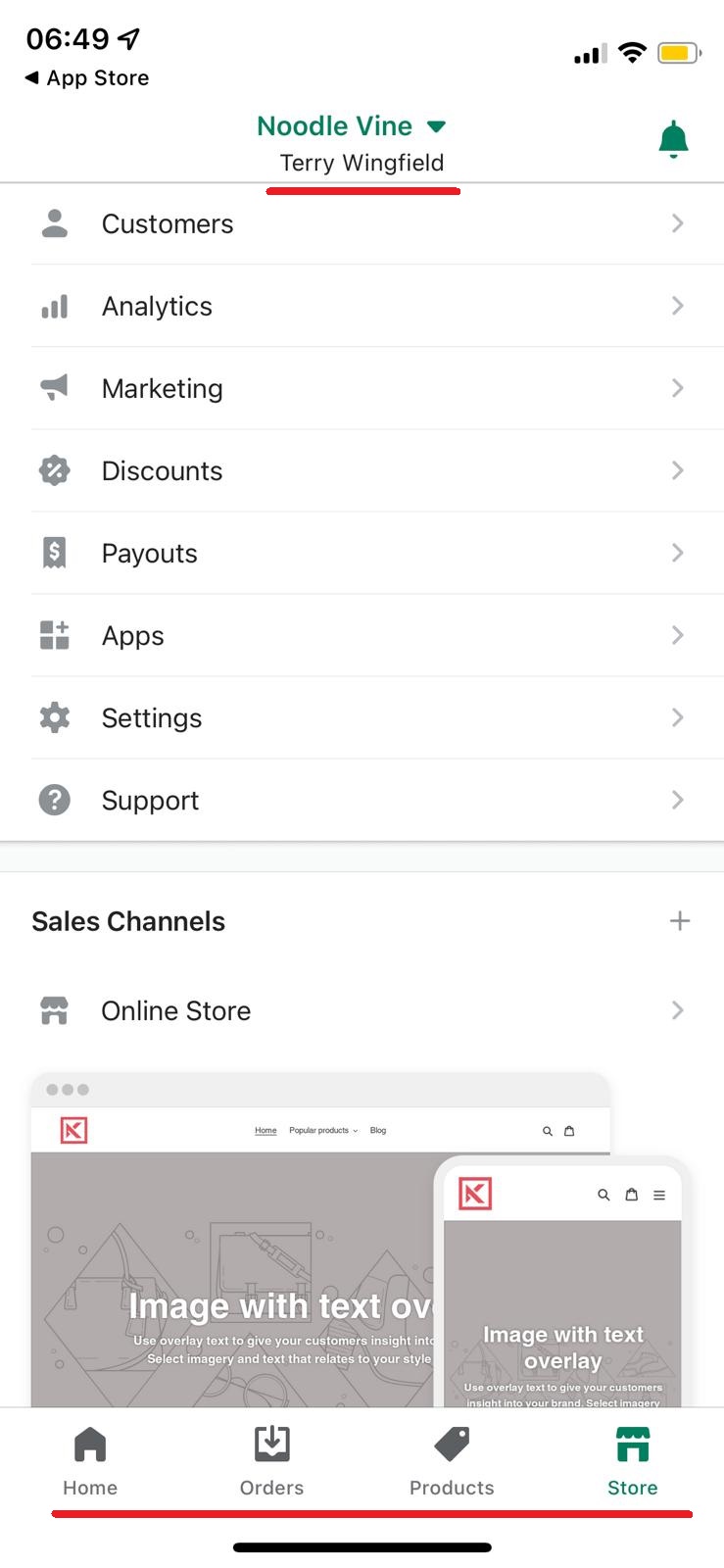 Successfully logged into Shopify using the iOS app