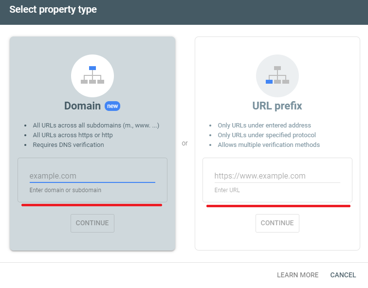 Google property type