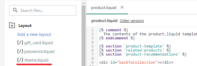 Shopify theme liquid file