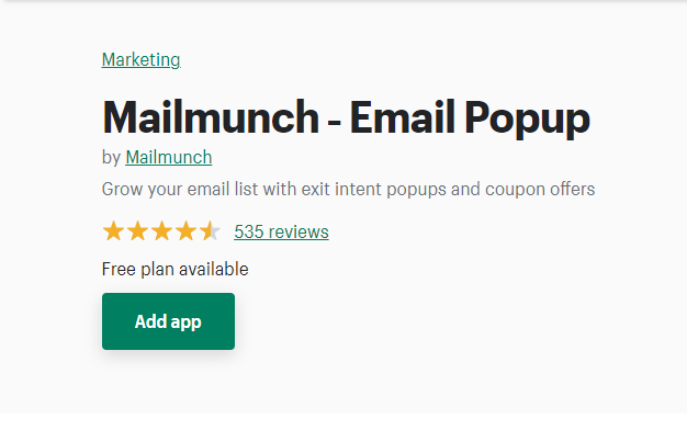 MailMunch Shopify