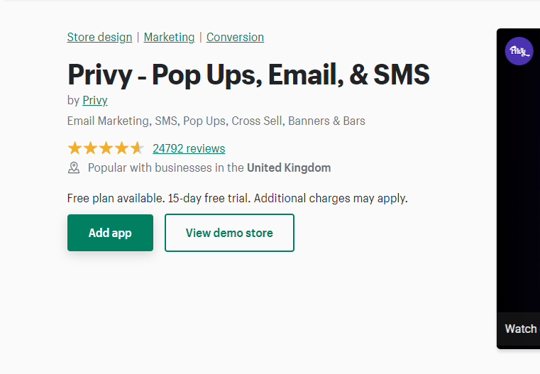 Privy Shopify App