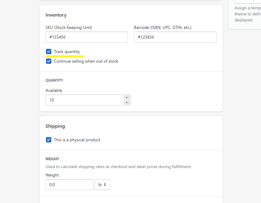 Product Track Quantity