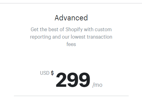 Shopify advanced price plan
