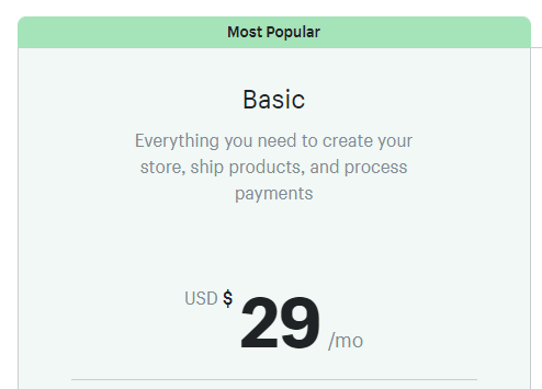 Shopify basic price plan