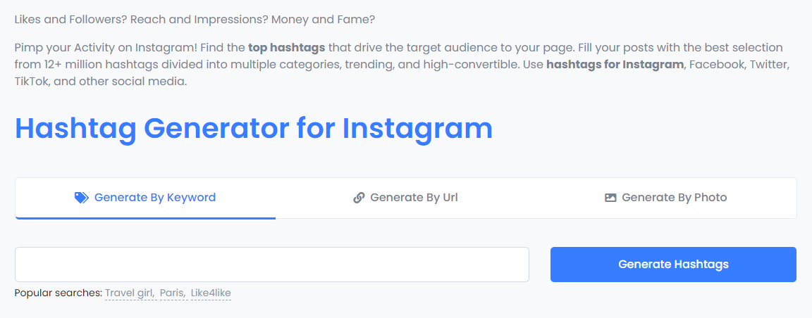 Toolzu : Hashtag Generator for Instagram